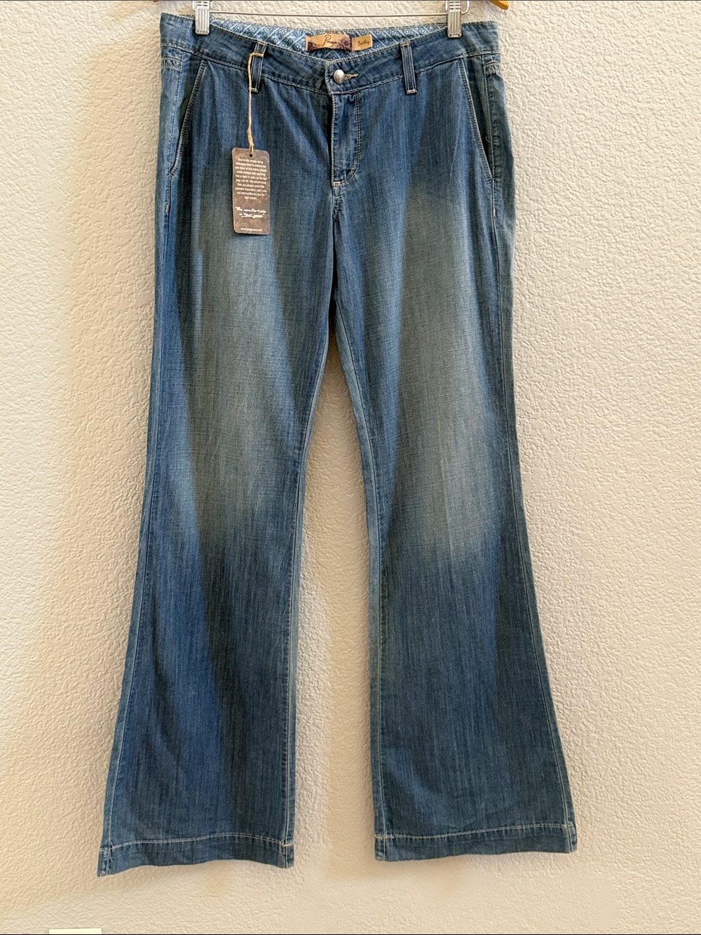 PAIGE Bentley Western Rodeo Style Low Rise Wide Leg Flare Jeans Size 30